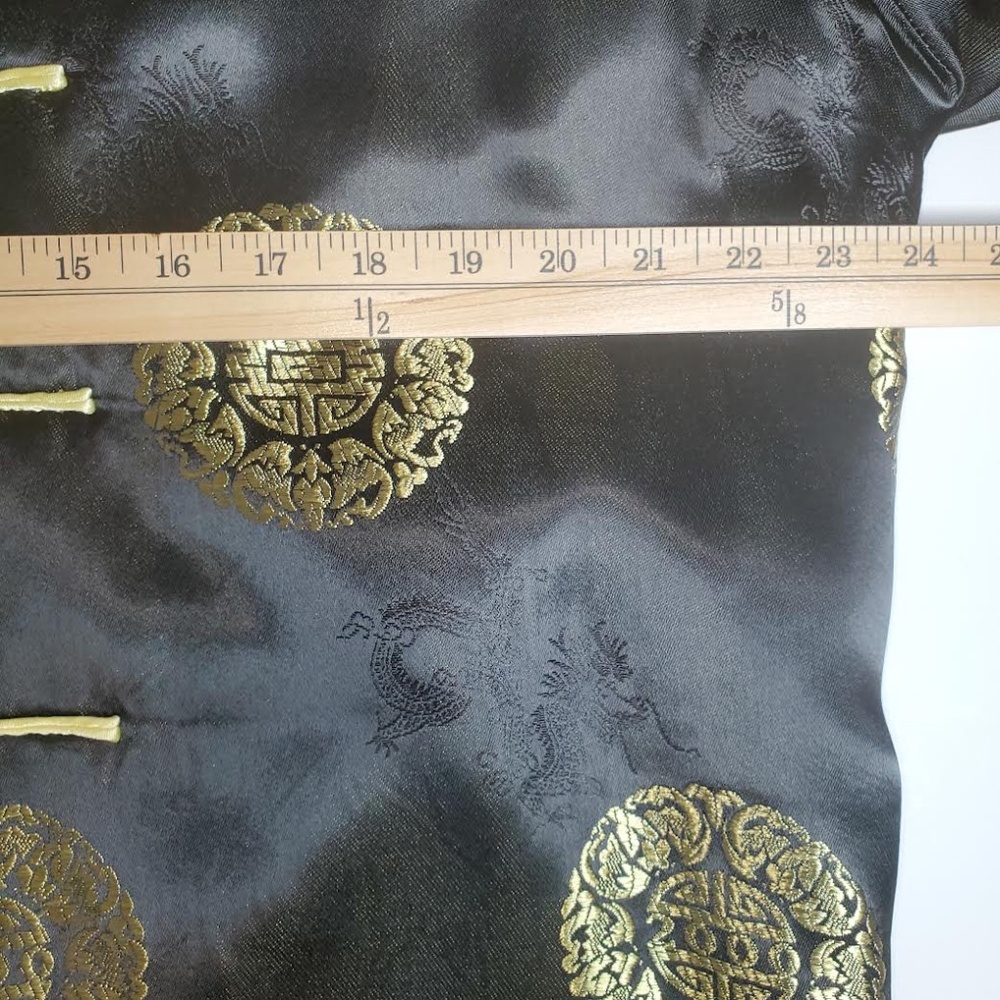 Mens Vintage Chinese Black/ Gold Tang Suit with Stand-up Collar (Jacket & Pants) - Picture 8 of 15
